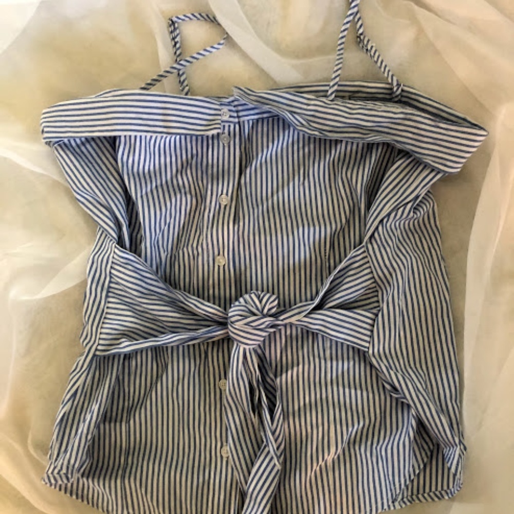 Blue and White Striped Tie in the Front Tank